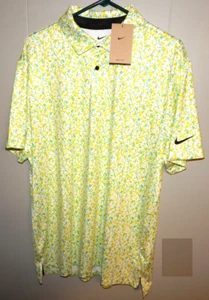 NWT NIKE DRI-FIT TOUR CAMO GOLF POLO DV7808-100 WHITE GREEN YELLOW SZ LARGE - Picture 1 of 5