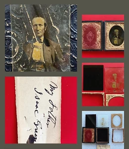 ID'd Gentleman ISAAC GREEN Possibly 22nd Mass INFANTRY 9th Plate AMBROTYPE PHOTO - Picture 1 of 13