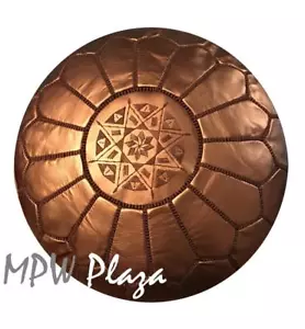 MPW Plaza Pouf, Bronze, Moroccan Leather Ottoman (Un-Stuffed) - Picture 1 of 2