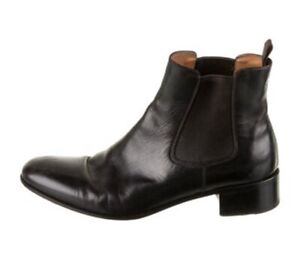 Prada Authentic Solid Black Leather Low Heel Chelsea Boots 6
