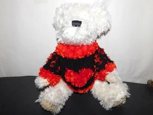 Dan Dee Shaggy White Bear Plush Jointed 17” Collectors Choice Heart Sweater - Picture 1 of 4