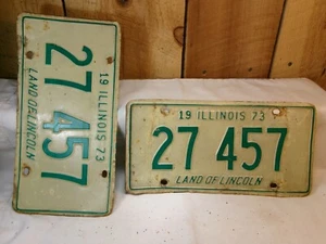 Vintage 1973 Illinois ~ Land of Lincoln ~ License Plates Set 27 457 - Picture 1 of 3