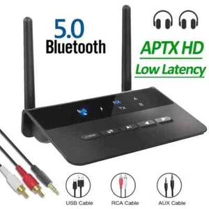 80M Bluetooth 5.0 Transmitter Receiver Aptx HD LL Low Latency Wireless Adapter - Picture 1 of 16