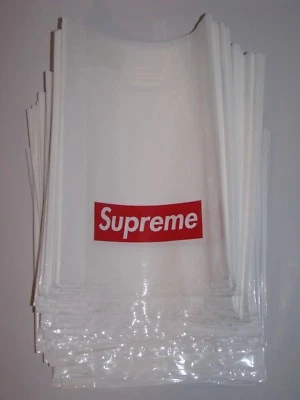 Lote de 72 bolsas de compras SUPREME New York con logotipo de caja blancas/rojas BOGO 2 tamaños Foto 1 de 2
