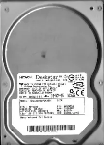 Hitachi HDS728080PLA380 80GB Sata Hard Drive P/N: 0A32074 MLC: BA1574 - Picture 1 of 2