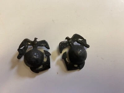 ega023 1920s USMC Hombre Alistado Tornillo Cuello Trasero EGA Águila Globo Anclaje Par R5C Foto 1 de 2