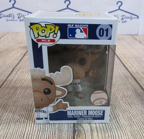 NEW IN BOX Seattle Mariners Moose Mascot Funko Pop #01 White Uniform Figure Cover