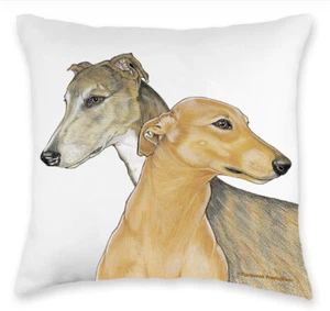 Greyhound Portrait, Decorative Throw Pillow, Cute Dog Accent Cushion, Home Decor - Picture 1 of 2