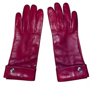 Coach Gloves 100% Genuine Leather & Silk Lined Color Red Women’s Size 6.5 - Picture 1 of 7
