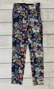 ZARA TRAFALUC COLLECTION Womens Medium Navy Floral Side Zip Stretch Skinny Pants - Picture 1 of 5