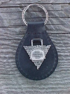Elegant PACKARD Pewter Leather Key Fob Hi-Quality NOS "Ask The Man Who Owns One" - Picture 1 of 6