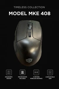 MKE408 Wireless Mouse, 2.4G, Silent Click, 1600DPI, 6-Button Ergonomic - Picture 1 of 6