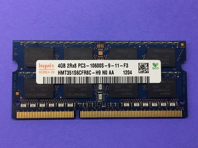 HYNIX 4GB 2Rx8 DDR3 PC3-10600S SO-DIMM Laptop RAM Memory HMT351S6BFR8C-H9 - Immagine 1 di 2