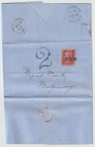 1859 =149= COLERAINE NUMERAL & LARGE HANDSTRUCK 2 OVERWEIGHT LETTER BALLYMONEY - Picture 1 of 2