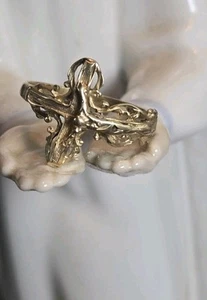 Jesus Christus am Kreuz 10K massiver Goldring Designer Crusafiction Bandgröße 6 - Bild 1 von 9
