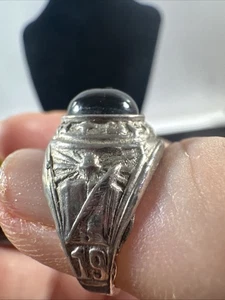 Jostens Style Steel High School Class Ring 6.44g Sz. 5.5 US Black Stone - Picture 1 of 6