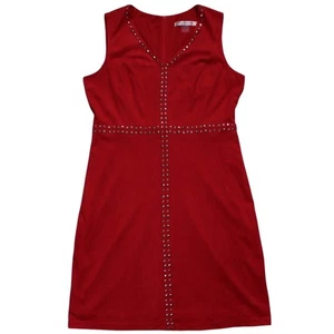 Vestido Vaina Peter Nygard Rojo Imitación Gamuza Tachonado Talla 14 - Imagen 1 de 6