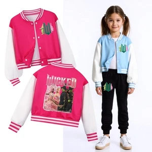 Kids Glinda Wicked Jacket Sweatshirt Tops Trousers Casual Baseball Jacket Gifts - Picture 1 of 16