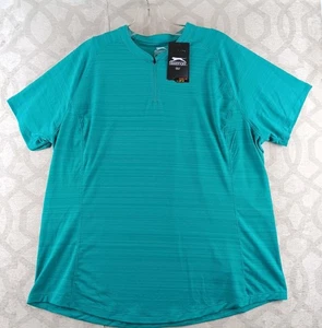 Slazenger Golf Top Polo Womens XXL Green Teal Shirt 1/4 Zip Textured Blade UPF30 - Picture 1 of 13