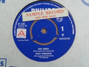 Dusty Springfield - Stay Awhile - Philips Sample Sticker 45 - Picture 1 of 2