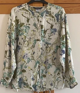 Max Mara Weekend Women's Multi Floral Linen Long Sleeve Top UK 10-12 - Picture 1 of 11