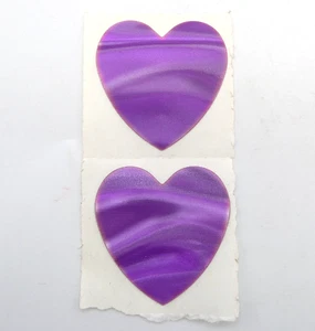 Pegatinas de corazón púrpura grandes iridiscentes pesadas 2 hojas sin marca años 80 - Imagen 1 de 4
