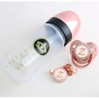 240ml Rose Gold Baby Bottle And Pacifier Set Clip 26 Letters Bling Pacifier Kit