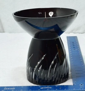 Dunkellila geschliffenes klares Kristallkunstglas 8,5" Vase schwer handgefertigt in Polen. - Bild 1 von 11