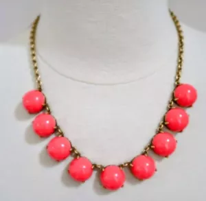 J.CREW Necklace 20.5" Bubble Dot Coral Moon Dome Gold Tone Chain Lobster Clasp - Picture 1 of 9