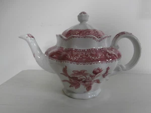 ANTIGUA TETERA VINTAGE SPODE COPELAND CAMILLA ROSA/ROJO Y TAPA PARA 2 PINTAS - Imagen 1 de 24