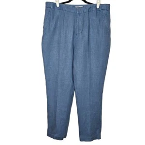 Coldwater Creek 100% Linen Blue Flat Front Casual Pants sz 16 - Picture 1 of 7