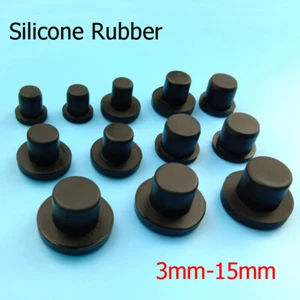 Tapones de orificio de goma de silicona tipo T de 2,7 mm-8,5 mm tapones de extremo tapón de sello negro - Imagen 1 de 12