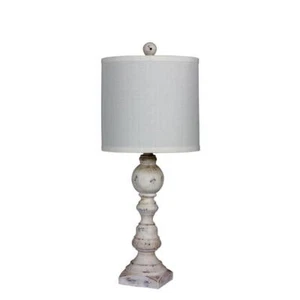 Fangio Lighting Table Lamp 26" Distressed Balustrade Resin Cottage Antique White - Picture 1 of 2