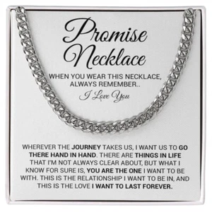 Promise Necklace Gift for Him, To My Man Cuban Chain Necklace, Anniversary Gift - Picture 1 of 14