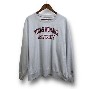 Champion Reverse Weave Texas Women's University Crewneck Sweater Script Logo 2XL