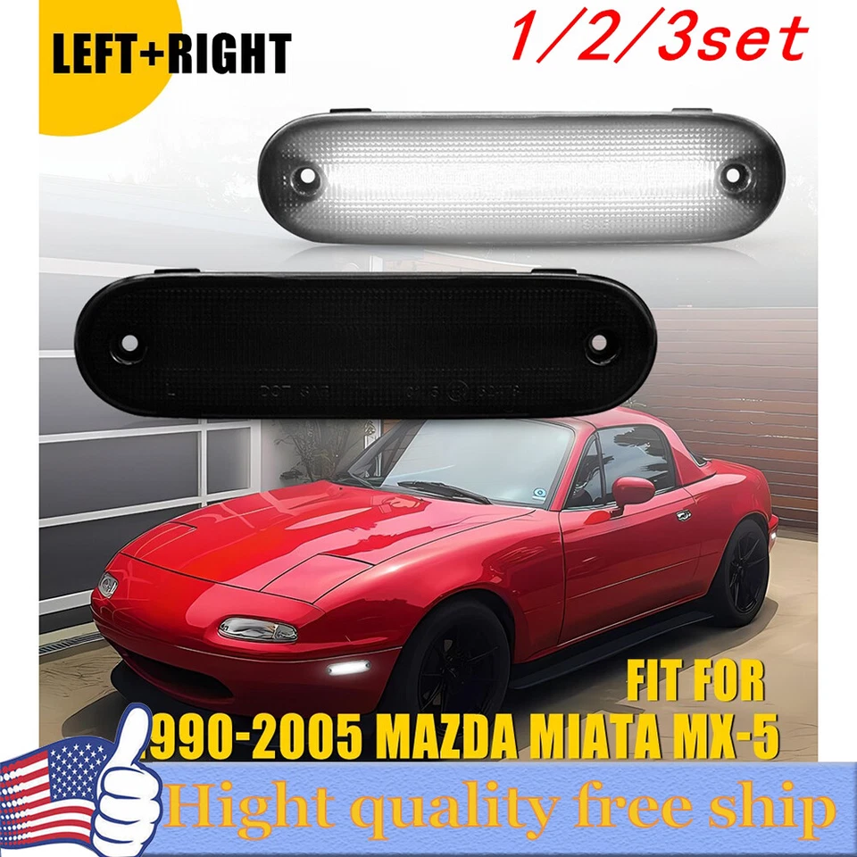 2/4x FOR 1990-05 MAZDA MX-5 MIATA smoked White LED Front /Rear Side Marker Light - Image 1 of 1
