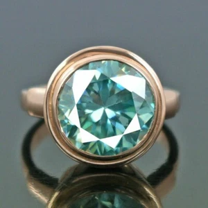 5CT Azul Tratados Diamante Anillo En Chapado Oro Rosa Gran Shine VVS1 Certified - Imagen 1 de 10