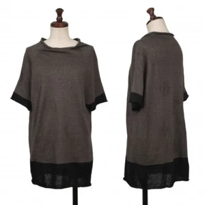 Y's Linen Bicolor Geometric Jacquard Short Sleeve Knit Size 2(K-136437) - Picture 1 of 12
