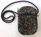 Vintage Tapestry Crossbody Bag Purse Mini Fabric Cottage Core Blue Zip Small EUC
