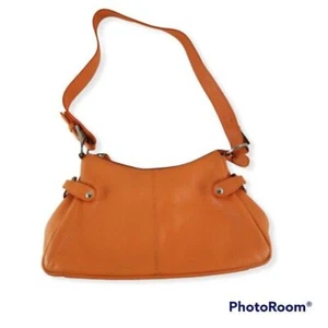 Jean Pierre Orange Leather Shoulder Strap Bag Purse Zippers 4 Compartments 11X6 - Picture 1 of 11