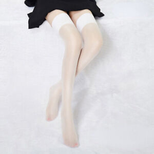 12D Shiny Glossy Stay-up Thigh High Stockings Ultra-thin Over The Knee Socks