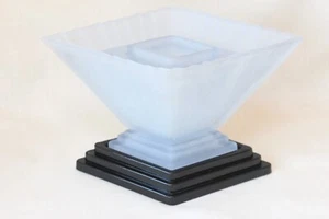 Art Deco Frosted Blue Glass 3 Piece 'Wyndham' Vase by Bagley - Picture 1 of 9