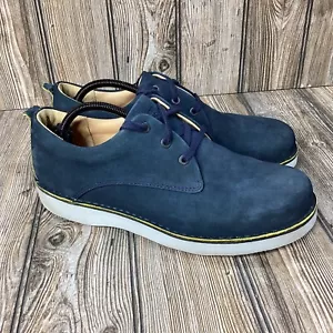 Samuel Hubbard Mens M1100-016 Lace Up Navy Nubuck Leather Shoes Size 10 M US - Picture 1 of 11