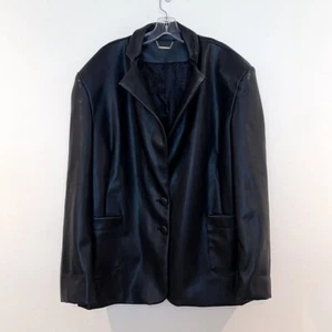 House of CB Harper Faux Vegan Leather Oversized Classic Designer Blazer Jacket M - Picture 1 of 10