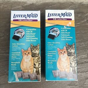 LitterMaid Odor Absorbing Litter Box Carbon Filters, 12 Pack, White (2 Pieces)