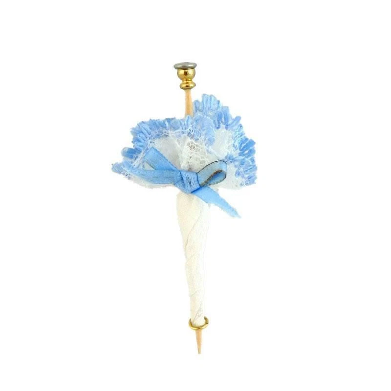 Bambole Casa Donna Blu Ombrello Parasole Miniatura Fatto a Mano Sala da Negozio - Immagine 1 di 1