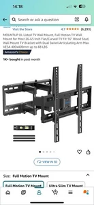 UL Listed TV Wall Mount, Full Motion TV Wall Mount for Most 26-65 Inch Flat/Curv - Picture 1 of 1