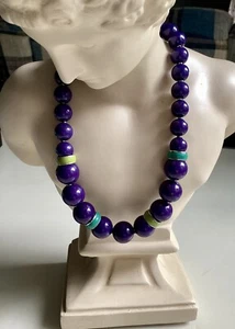 Marks & Spencer Purple Bead Necklace With Silver Enamel Spacers BNWT - Picture 1 of 9