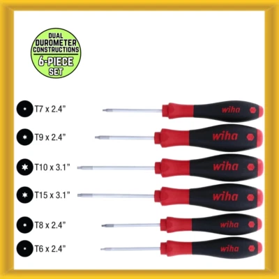 Wiha 36291 6-Piece SoftFinish Torx Screwdriver Set (T6, T7, T8, T9, T10, T15) - Image 1 of 4