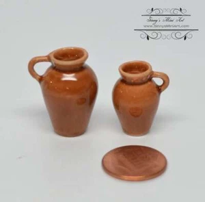 Jarros de chocolate oscuro en miniatura para casa de muñecas 1:12/juego de 2/tarros en miniatura AZ G7760 - Imagen 1 de 2